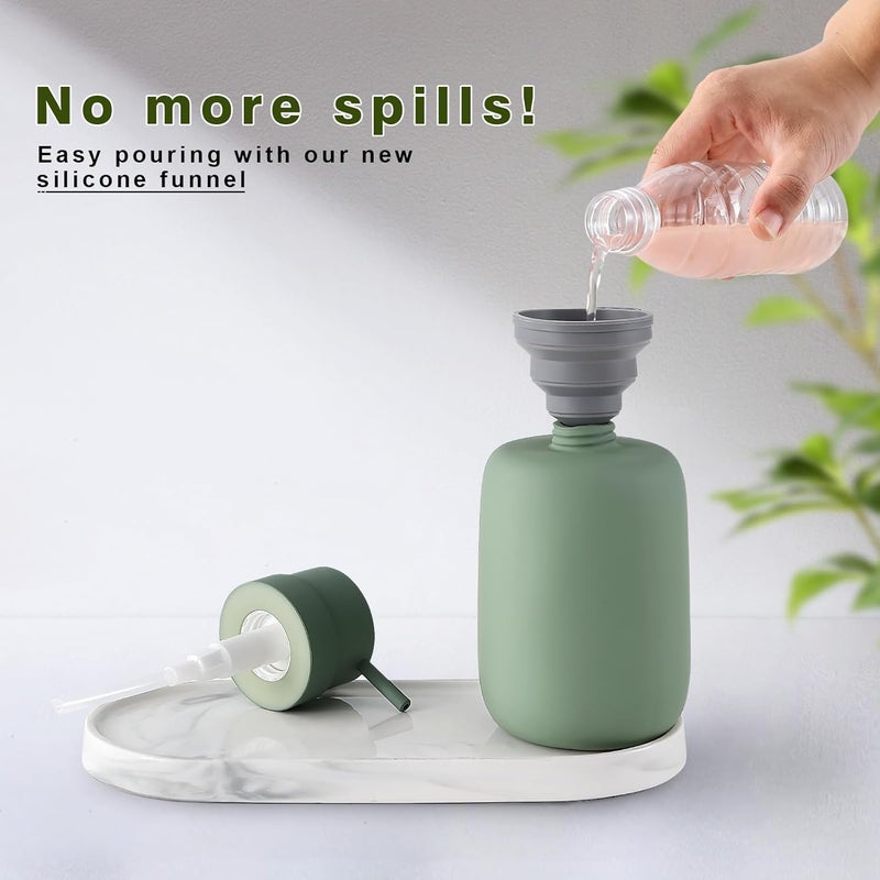 YDSluock Green Soap Dispenser Bathroom,Ceramic Soap Dispenser Lotion Pump Dish Soap Dispenser for Kitchen,16oz Refillable Liquid Hand Wash Dispenser for Bathroom (Rubber Paint) - Image 4